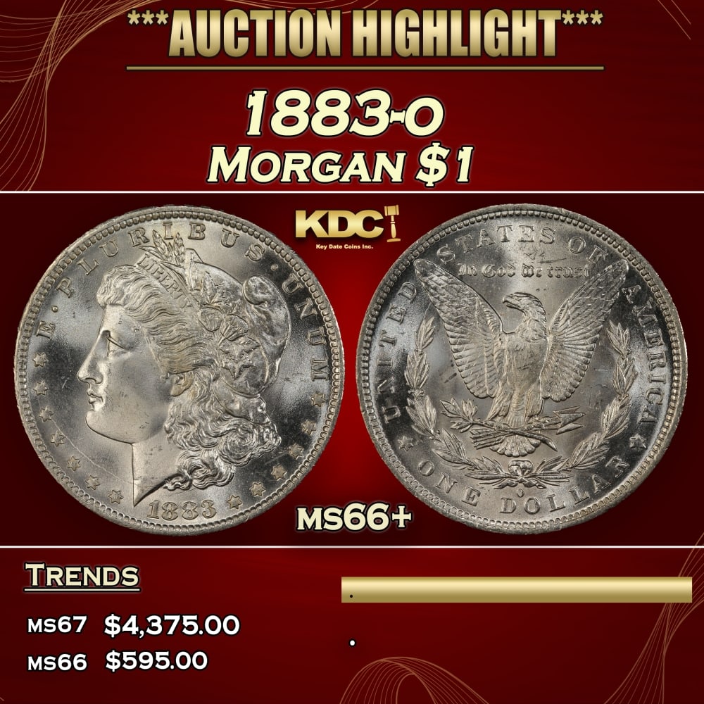 1883-o Morgan Dollar $1 ms66+ SEGS: 1883-o Morgan Dollar $1 ms66+ SEGS. 0 Historic precious metal trends is causing increased spot pricing by the day. On auctions with set openings, we are doing our best to have items priced at their ma