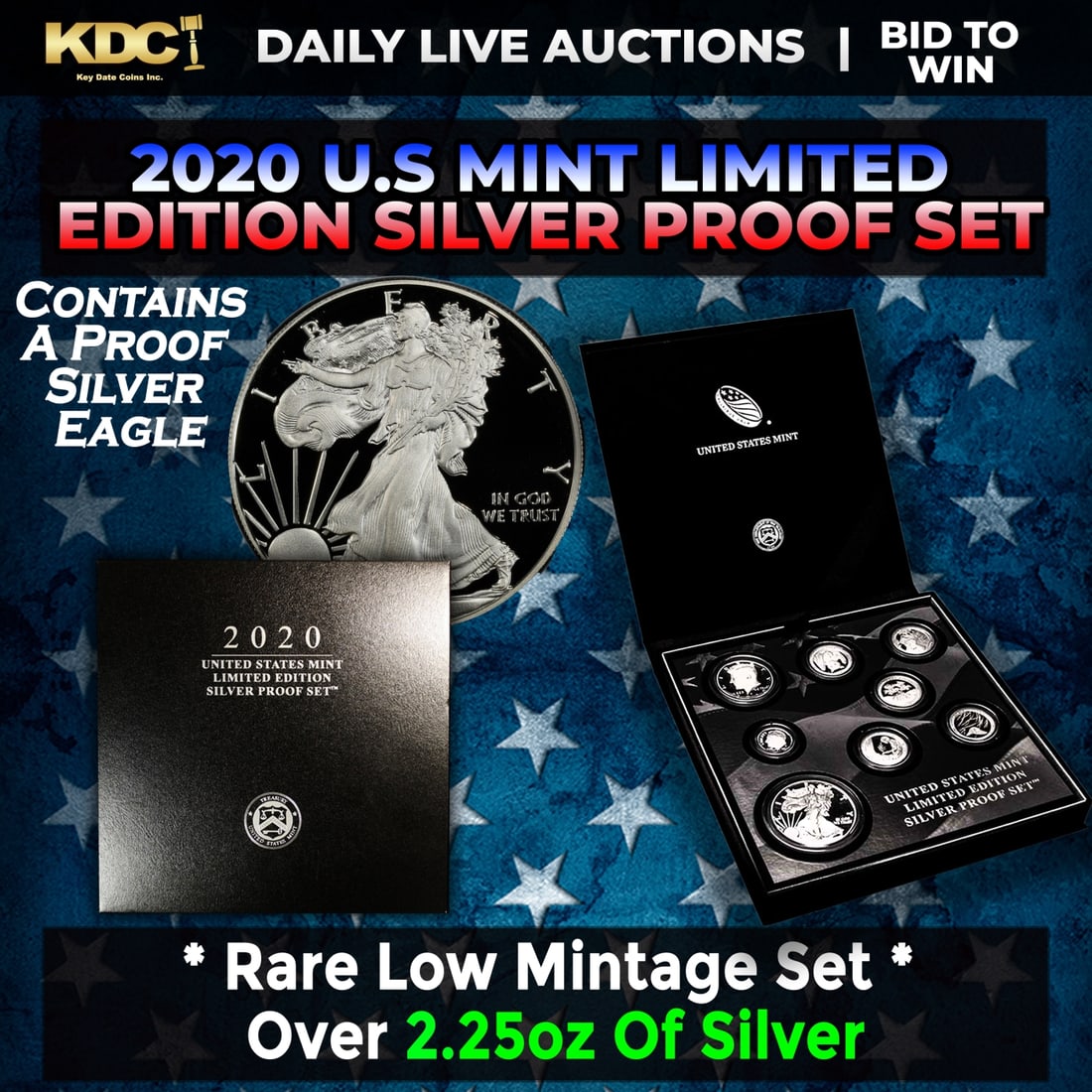 RARE 2020 United States Mint Limited Edition Silver Proof Set 8 coins, Over 2.25oz Of Silver low (1 of 1)