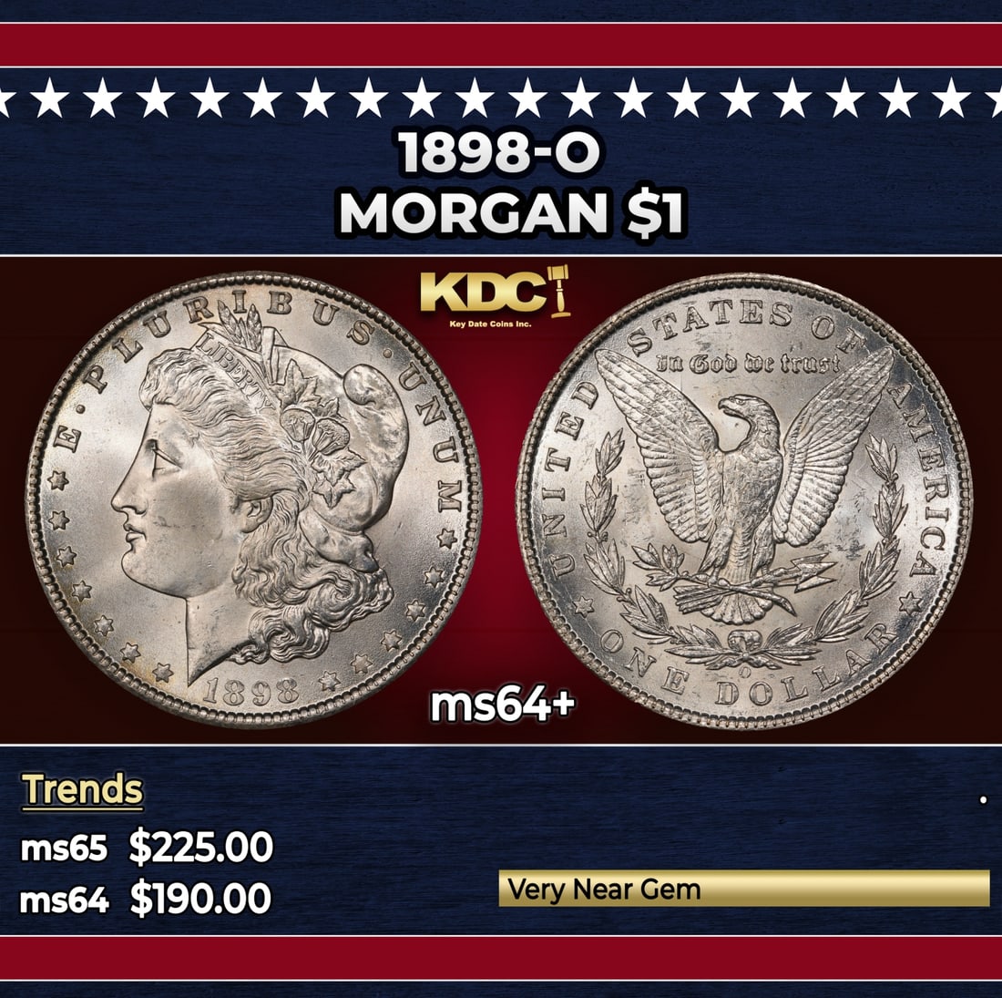 1898-o Morgan Dollar $1 Grades ms64+ (1 of 3)