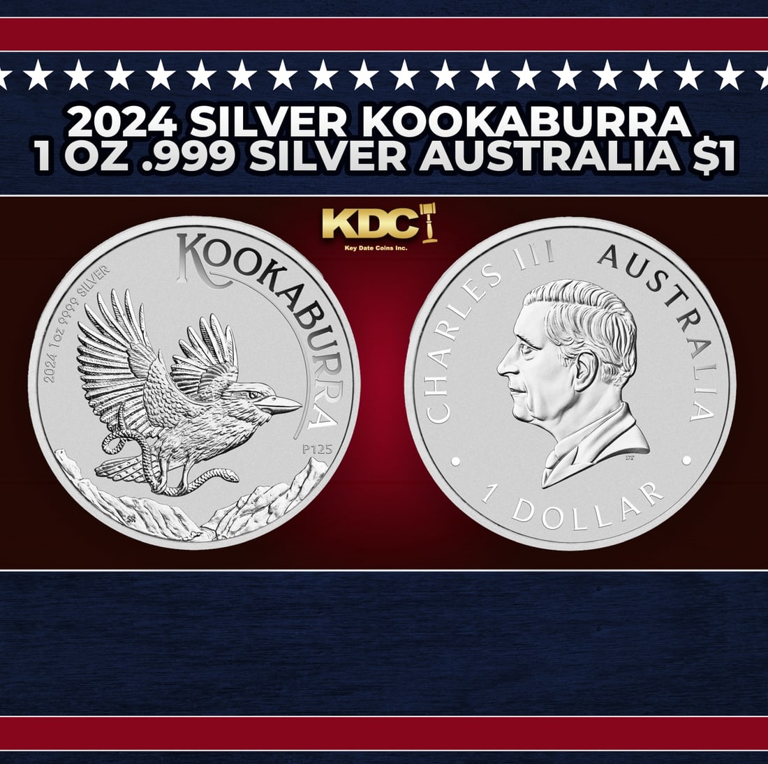 2024 Silver Kookaburra 1 oz .999 Silver Australia $1 Round (1 of 3)