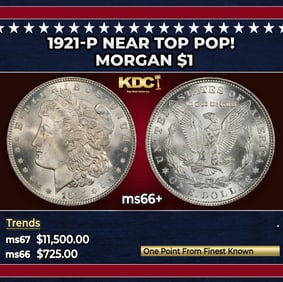 1921-p Morgan Dollar Near Top Pop! $1 ms66+ SEGS