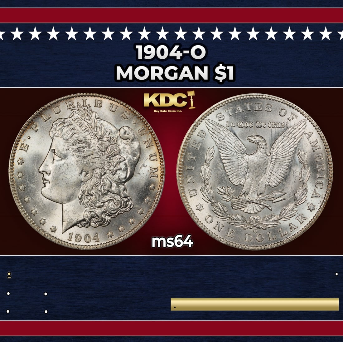 1904-o Morgan Dollar $1 Grades ms64: 1904-o Morgan Dollar $1 Grades ms64. Historic precious metal trends is causing increased spot pricing by the day. On auctions with set openings, we are doing our best to have items priced at their mar