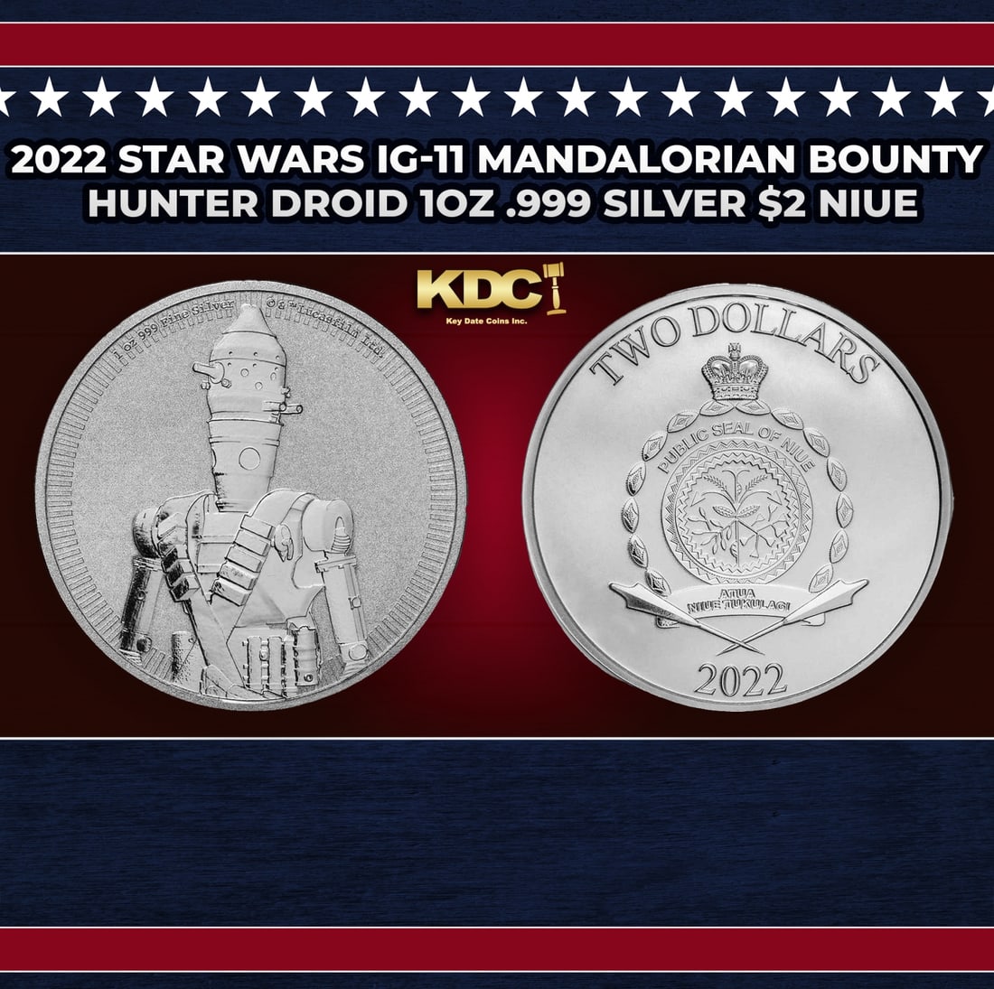 2022 Star Wars IG-11 Mandalorian Bounty Hunter Droid 1oz .999 Silver $2 Niue Grades Ungraded Round: 2022 Star Wars IG-11 Mandalorian Bounty Hunter Droid 1oz .999 Silver $2 Niue Grades Ungraded. Star Wars Mandalorian series featuring the IG-11 assassin droid from the hit show on Disney+. Grow your pr
