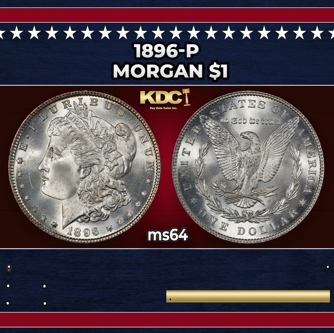 1896-p Morgan Dollar $1 Grades ms64: 1896-p Morgan Dollar $1 Grades ms64. Historic precious metal trends is causing increased spot pricing by the day. On auctions with set openings, we are doing our best to have items priced at their mar