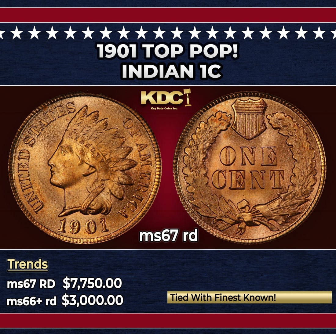 1901 Indian Cent TOP POP! 1c ms67 rd SEGS: 1901 TOP POP! Indian Cent 1c ms67 rd SEGS. Historic precious metal trends is causing increased spot pricing by the day. On auctions with set openings, we are doing our best to have items priced at the