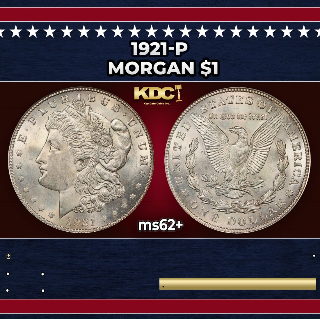 1921-p Morgan Dollar $1 Grades ms62+: 1921-p Morgan Dollar $1 Grades ms62+. Historic precious metal trends is causing increased spot pricing by the day. On auctions with set openings, we are doing our best to have items priced at their ma