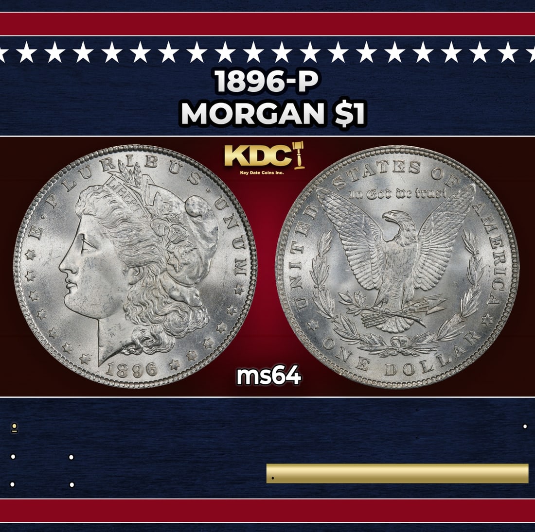 1896-p Morgan Dollar $1 Grades ms64: 1896-p Morgan Dollar $1 Grades ms64. Historic precious metal trends is causing increased spot pricing by the day. On auctions with set openings, we are doing our best to have items priced at their mar