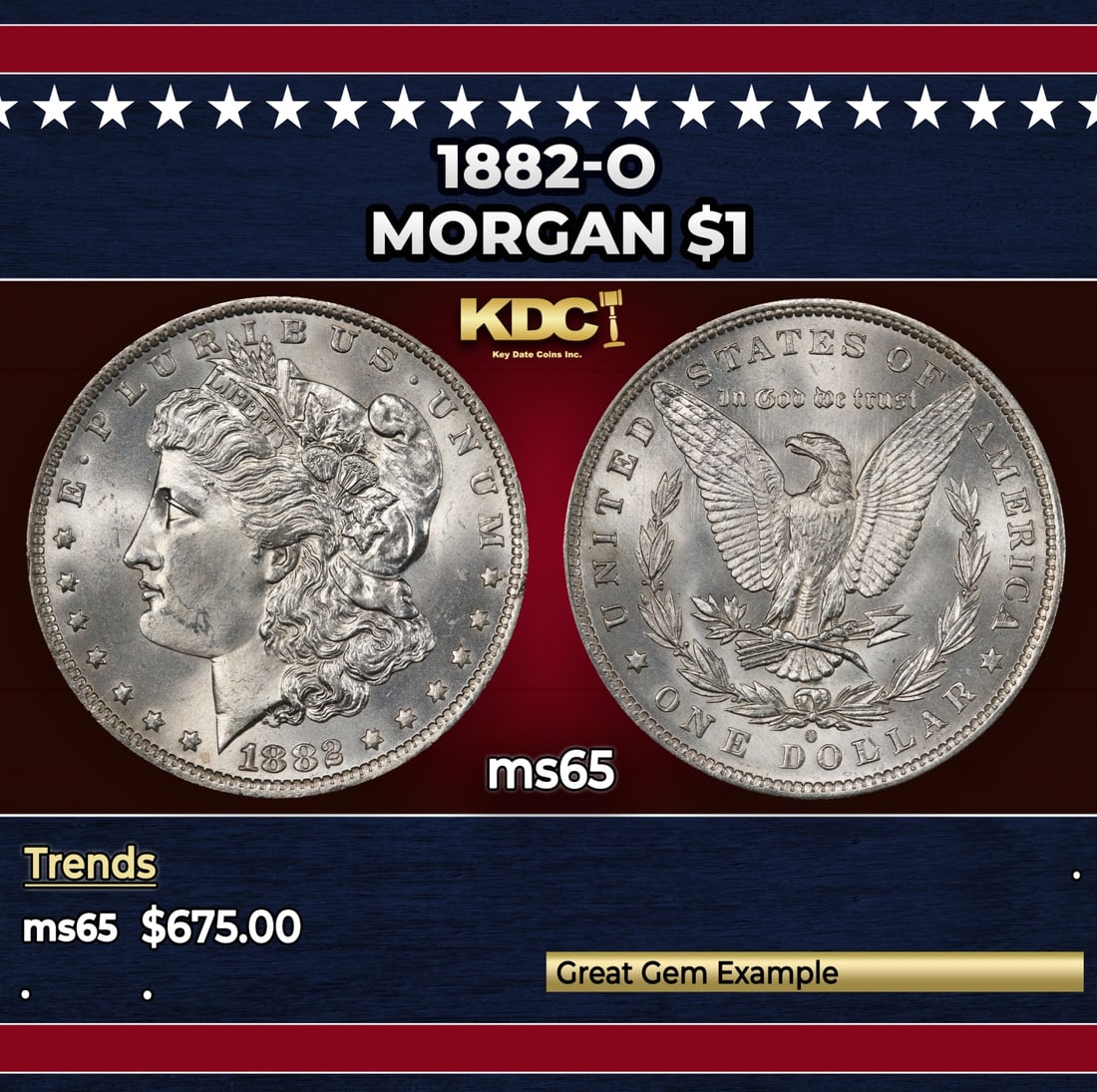 1882-o Morgan Dollar $1 Grades ms65 (1 of 3)