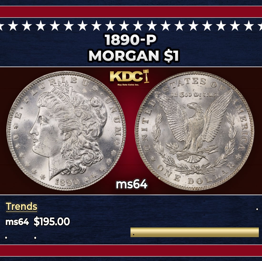 1890-p Morgan Dollar $1 Grades ms64: 1890-p Morgan Dollar $1 Grades ms64. Historic precious metal trends is causing increased spot pricing by the day. On auctions with set openings, we are doing our best to have items priced at their mar