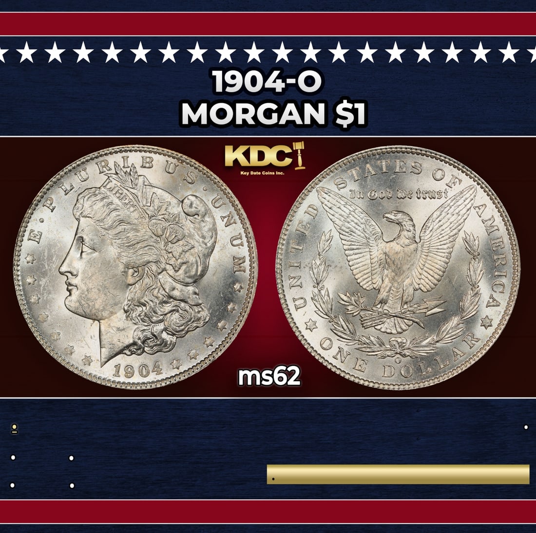 1904-o Morgan Dollar $1 Grades ms62: 1904-o Morgan Dollar $1 Grades ms62. Historic precious metal trends is causing increased spot pricing by the day. On auctions with set openings, we are doing our best to have items priced at their mar