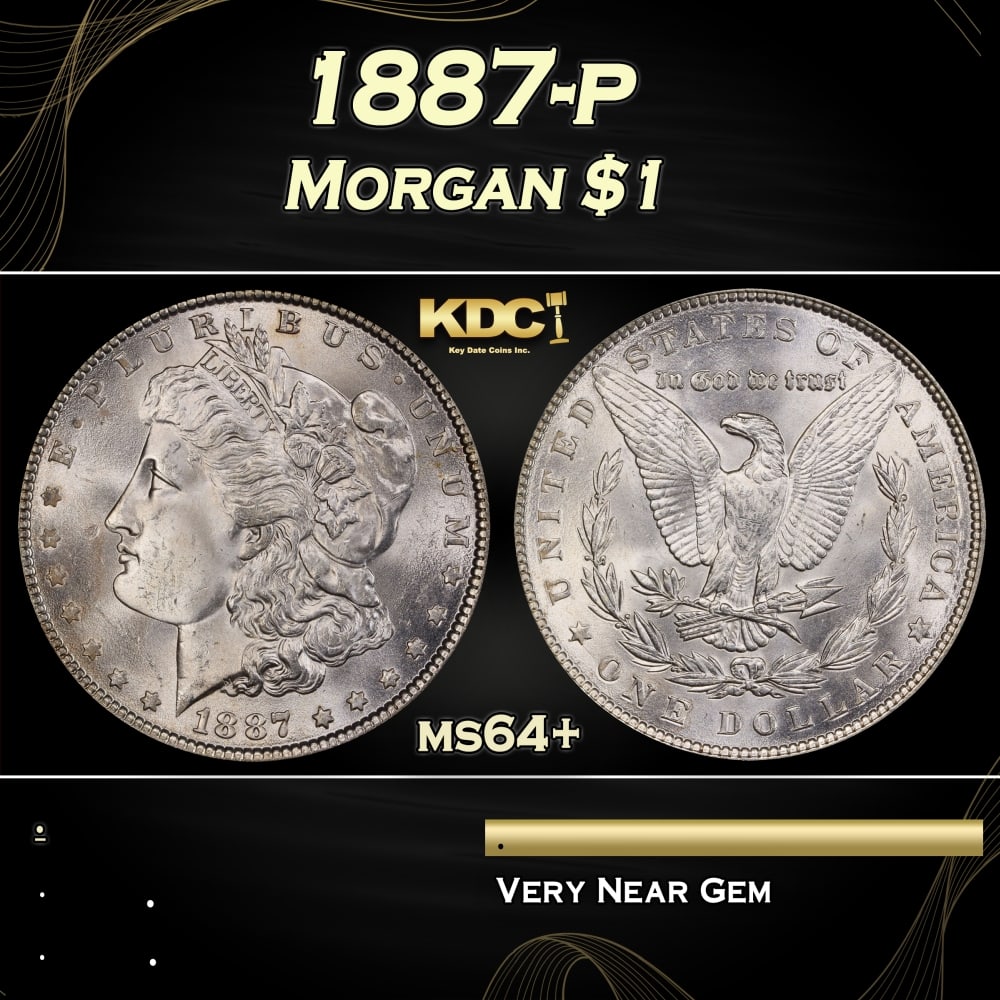 1887-p Morgan Dollar $1 Grades ms64+ (1 of 3)