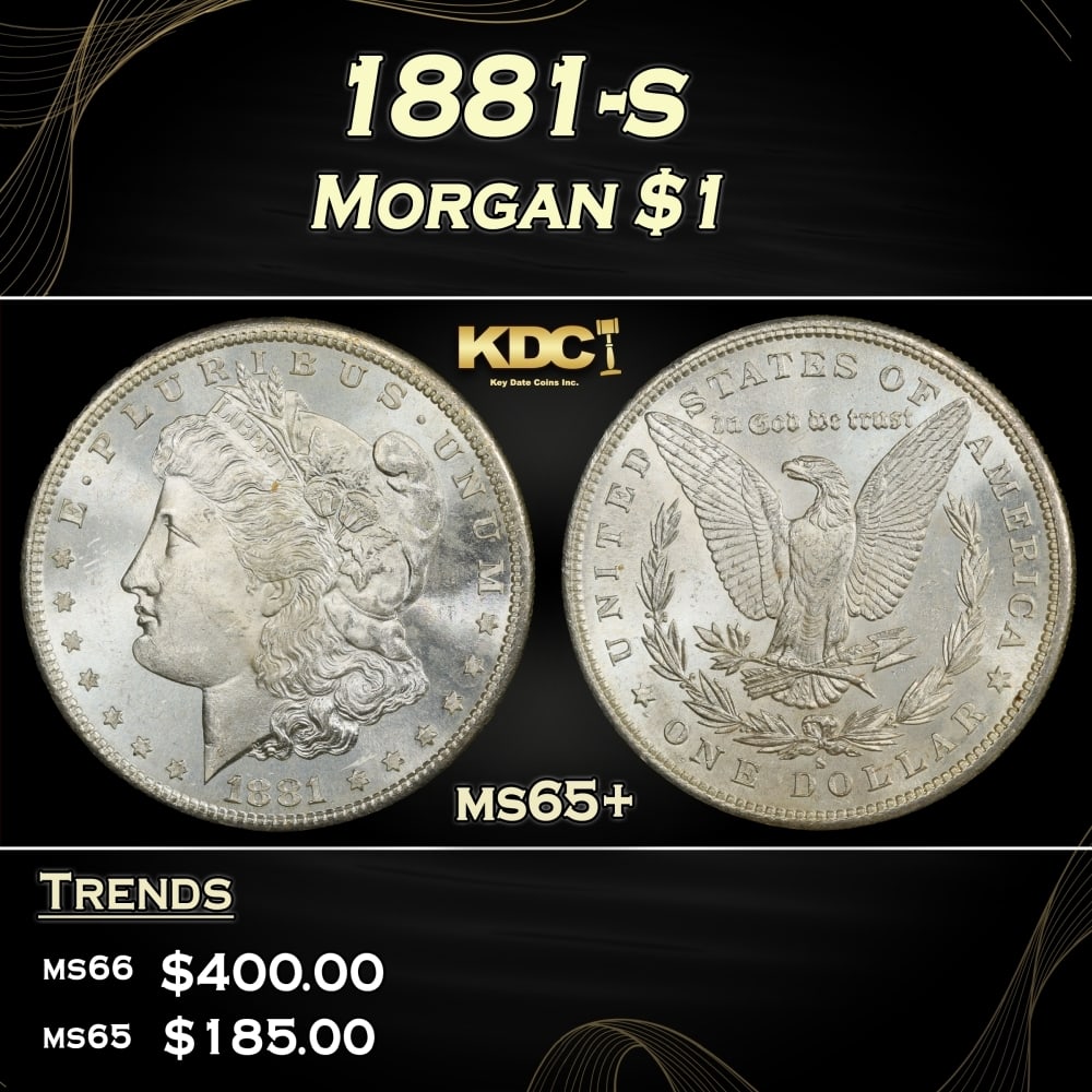 1881-s Morgan Dollar $1 Grades ms65+ (1 of 3)