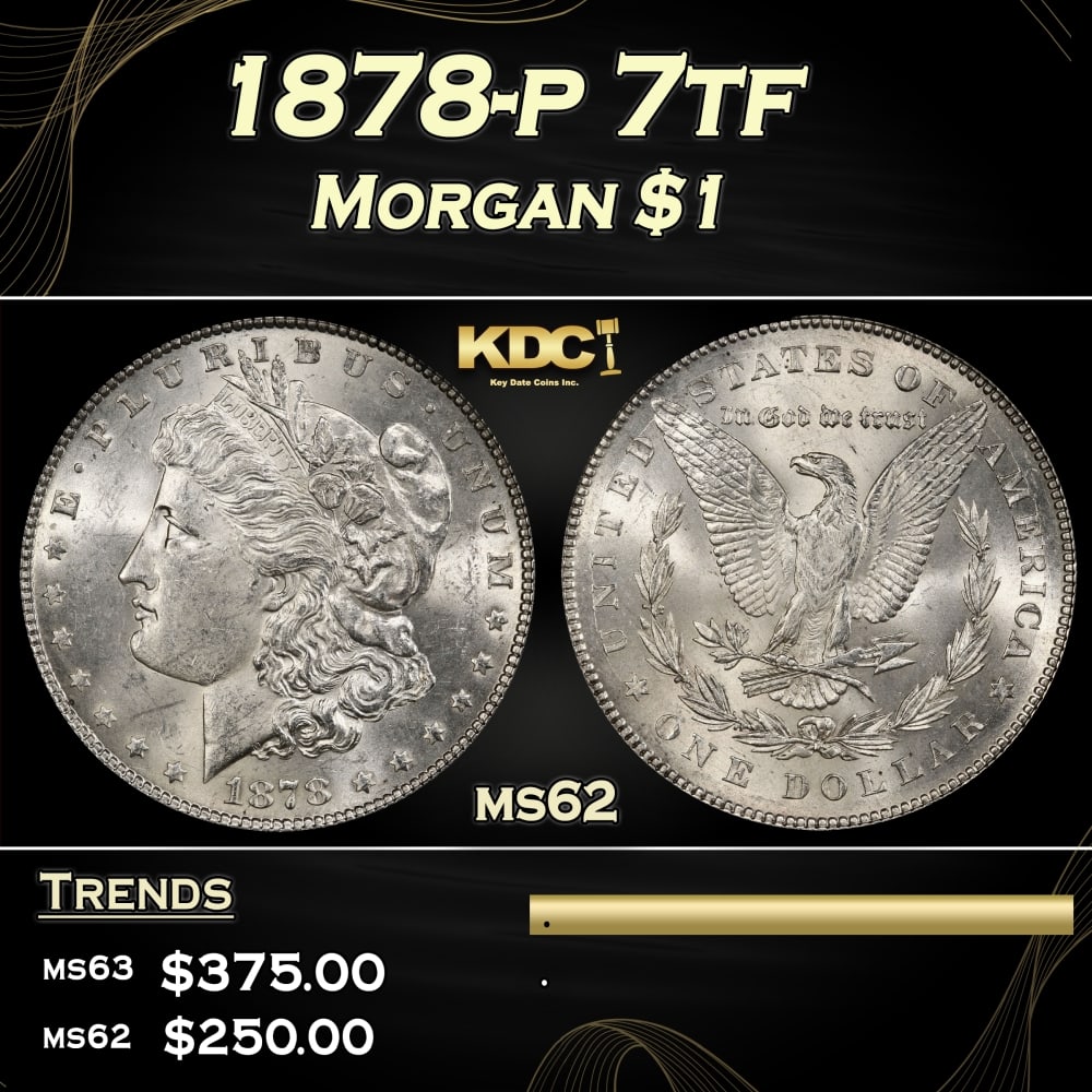 1878-p 7tf Morgan Dollar $1 Grades ms62 (1 of 3)