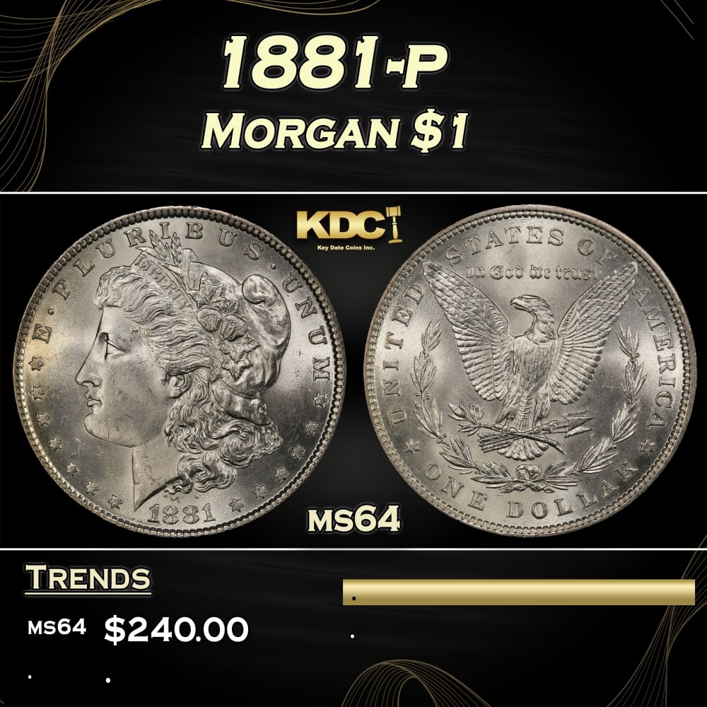 1881-p Morgan Dollar $1 Grades ms64 (1 of 3)