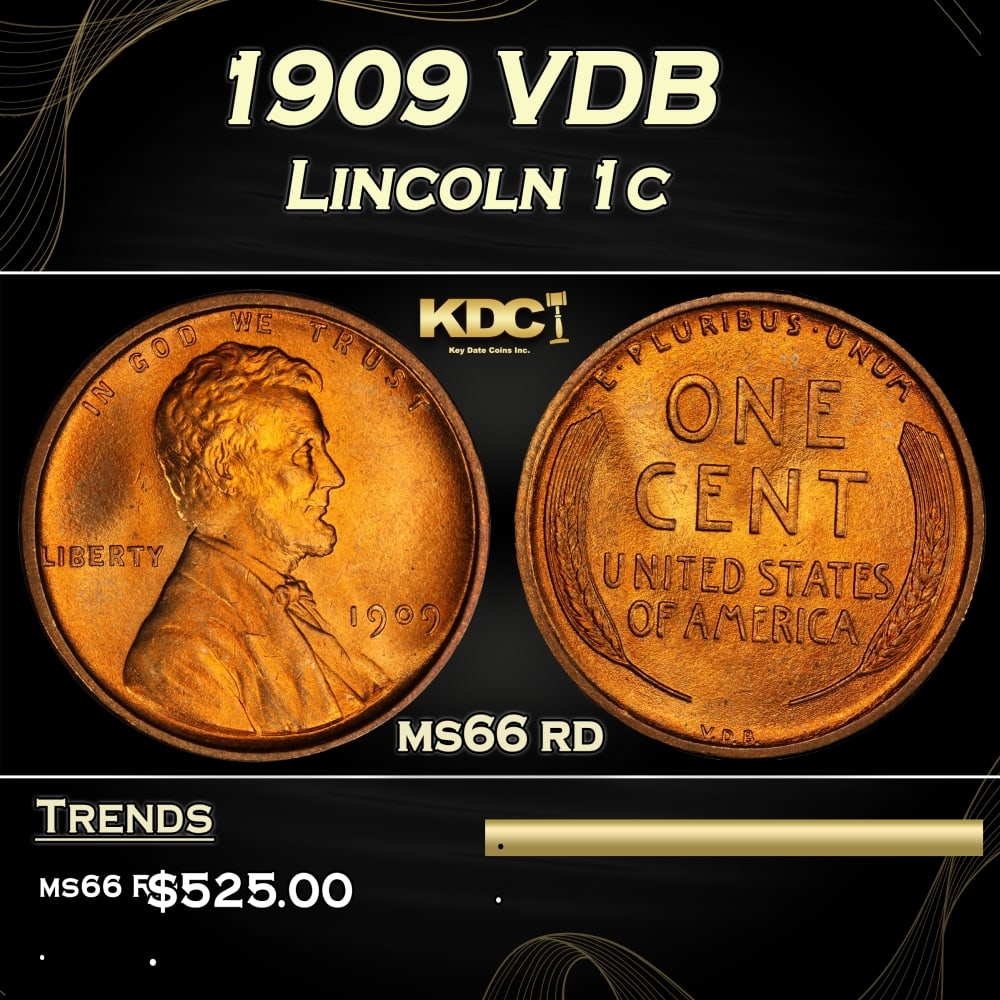 1909 VDB Lincoln Cent 1c Grades ms66 rd (1 of 3)
