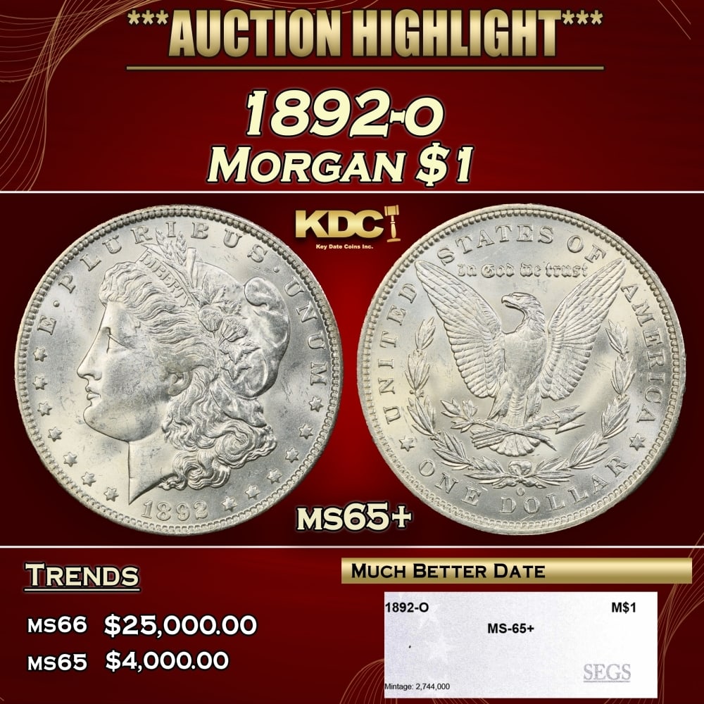 1892-o Morgan Dollar $1 ms65+ SEGS (1 of 4)