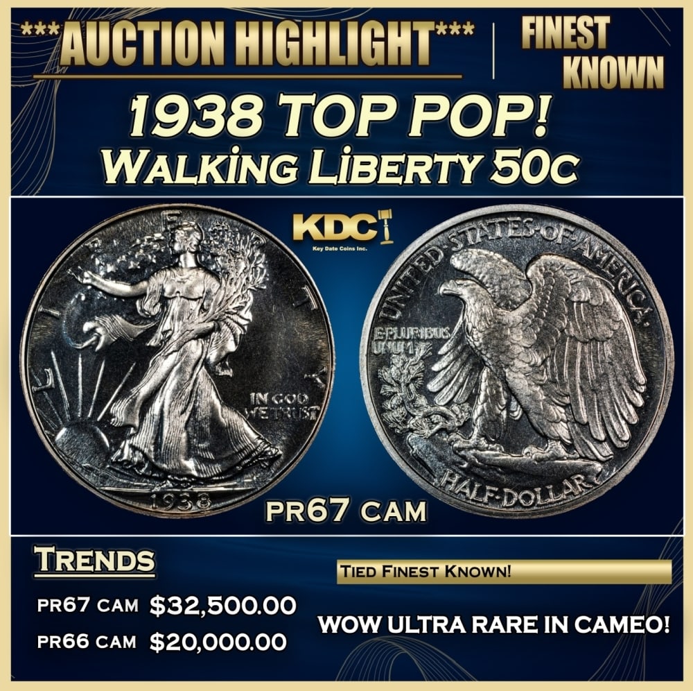 1938 Proof Walking Liberty Half Dollar TOP POP! 50c pr67 cam SEGS (1 of 4)