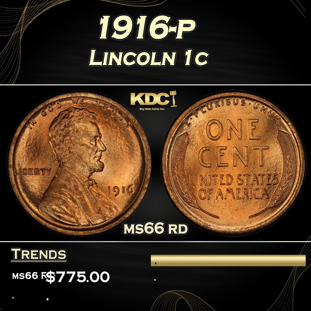 1916-p Lincoln Cent 1c Grades ms66 rd (1 of 3)