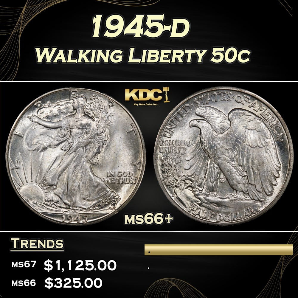 1945-d Walking Liberty Half Dollar 50c ms66+ SEGS (1 of 4)
