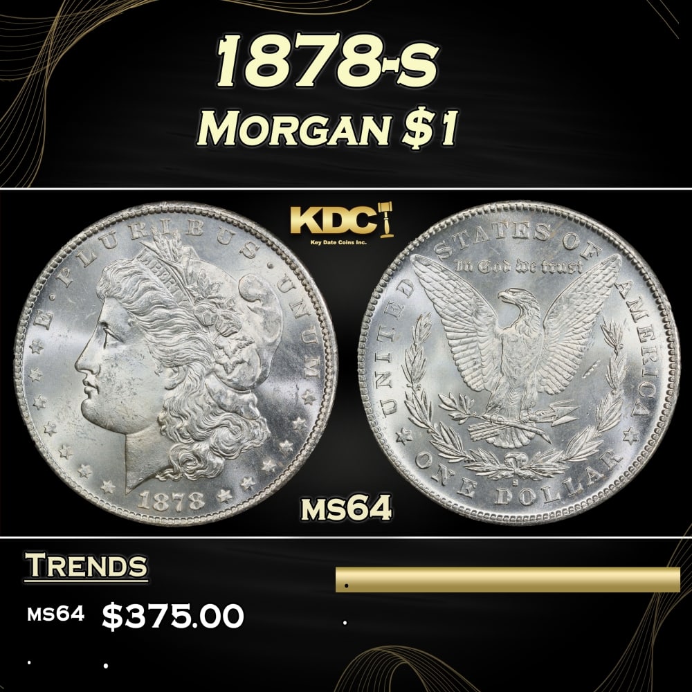 1878-s Morgan Dollar $1 Grades ms64: 1878-s Morgan Dollar $1 Grades ms64. Slightly better date. First year of issue. 0