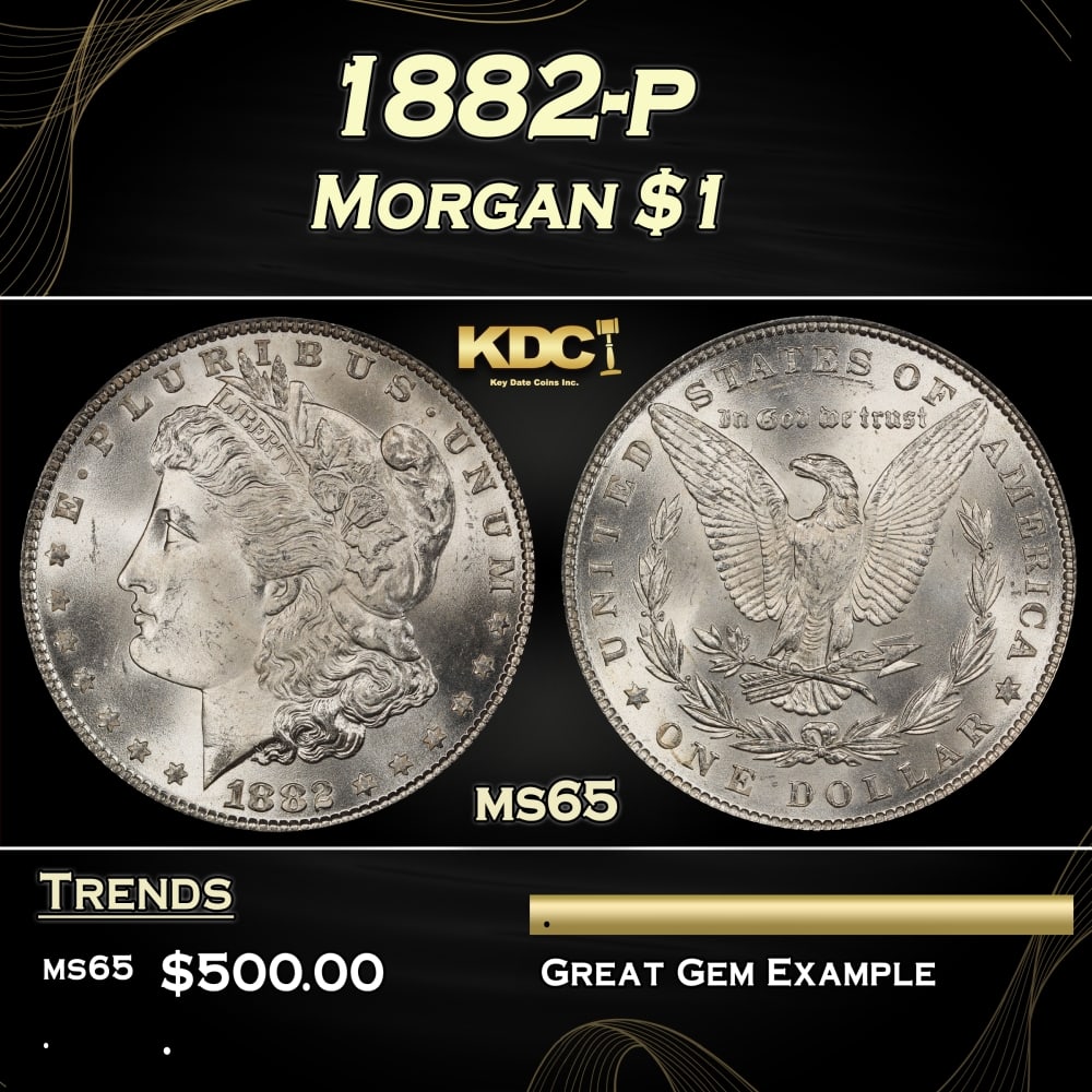 1882-p Morgan Dollar $1 Grades ms65 (1 of 3)