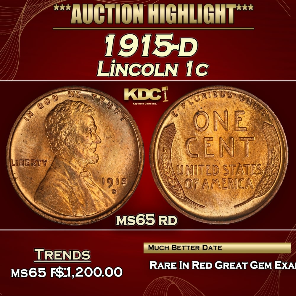 1915-d Lincoln Cent 1c ms65 rd SEGS (1 of 4)