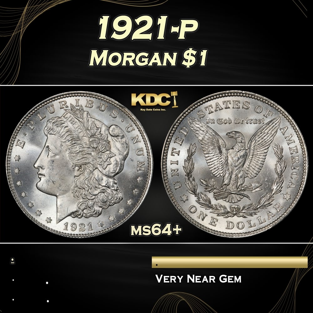 1921-p Morgan Dollar $1 Grades ms64+ (1 of 3)