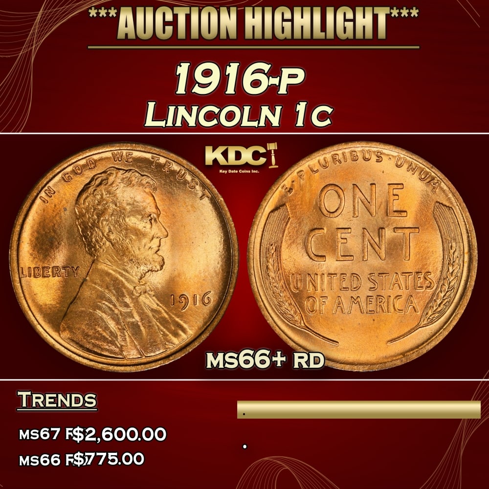 1916-p Lincoln Cent 1c ms66+ rd SEGS: 1916-p Lincoln Cent 1c ms66+ rd SEGS. 0