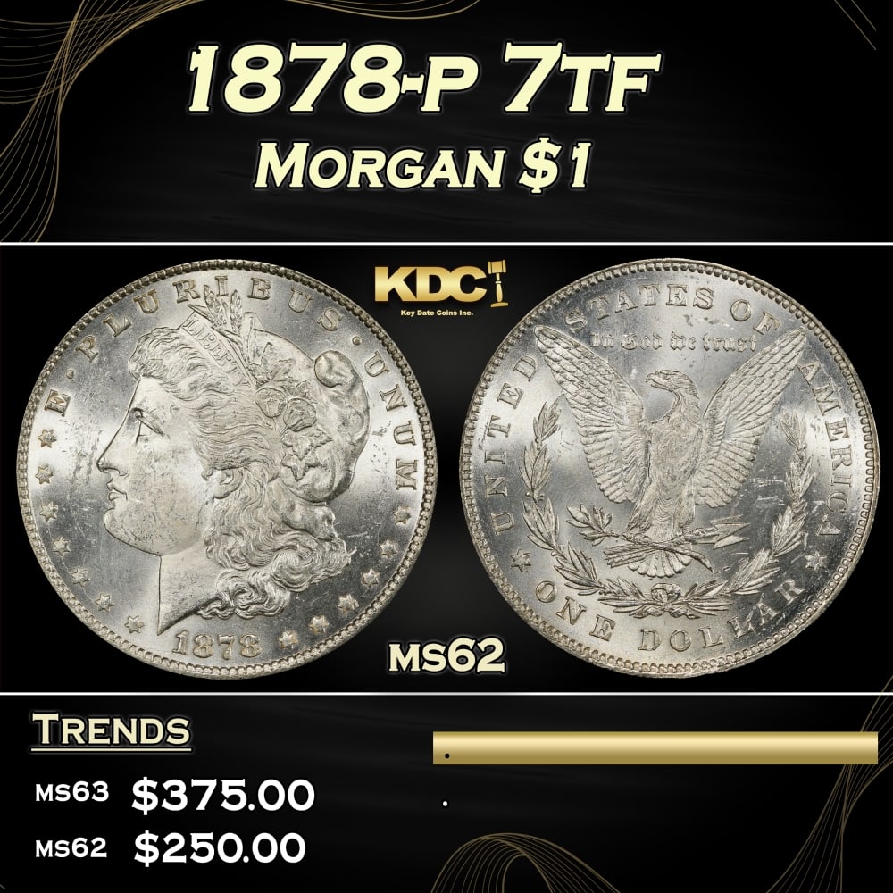 1878-p 7tf Morgan Dollar $1 Grades ms62 (1 of 3)
