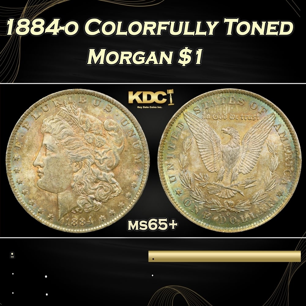 1884-o Morgan Dollar Colorfully Toned $1 Grades ms65+ (1 of 3)