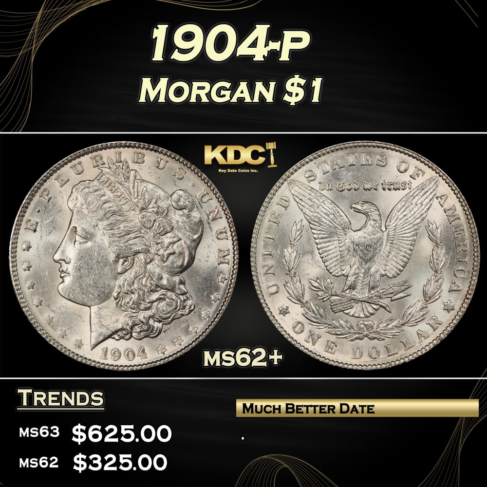 1904-p Morgan Dollar $1 Grades ms62+ (1 of 3)