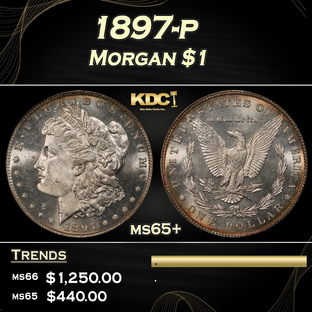 1897-p Morgan Dollar $1 Grades ms65+ (1 of 3)