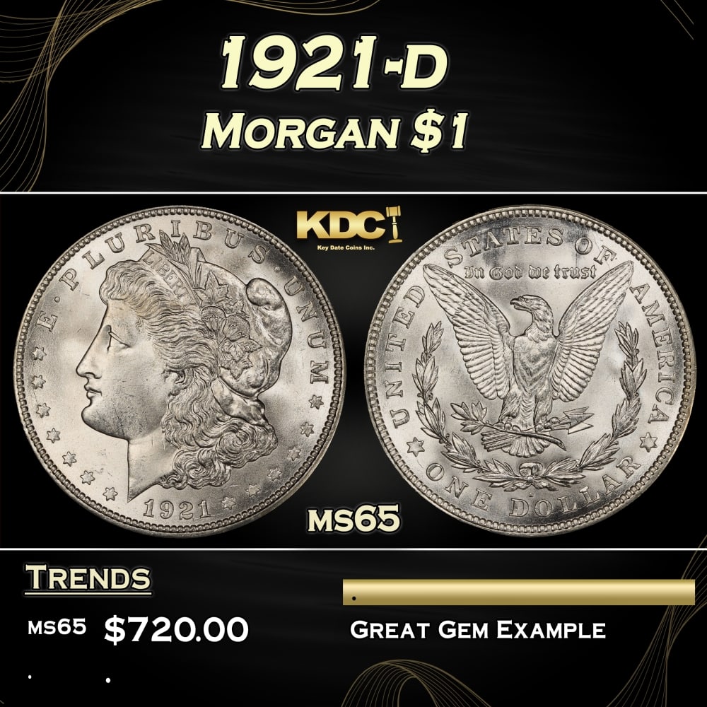 1921-d Morgan Dollar $1 Grades ms65 (1 of 3)