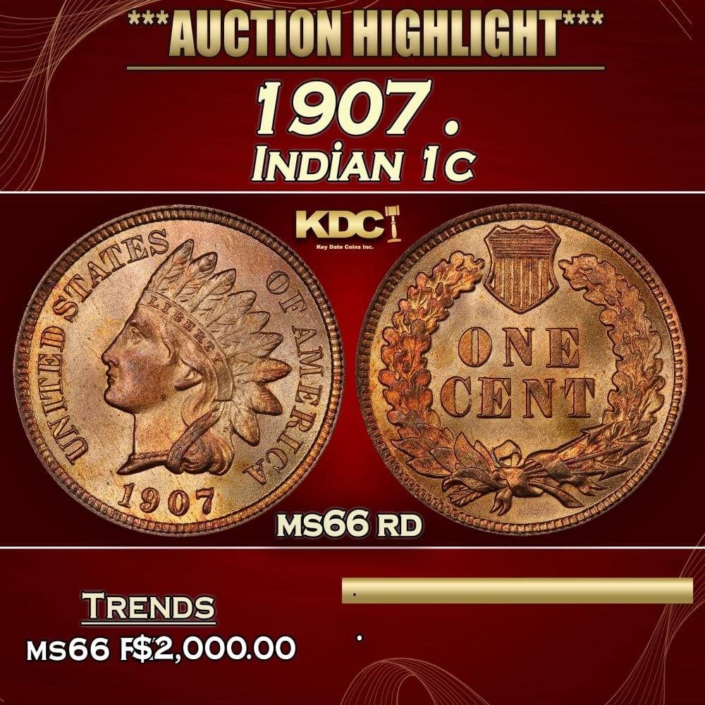 1907 Indian Cent . 1c ms66 rd SEGS (1 of 4)