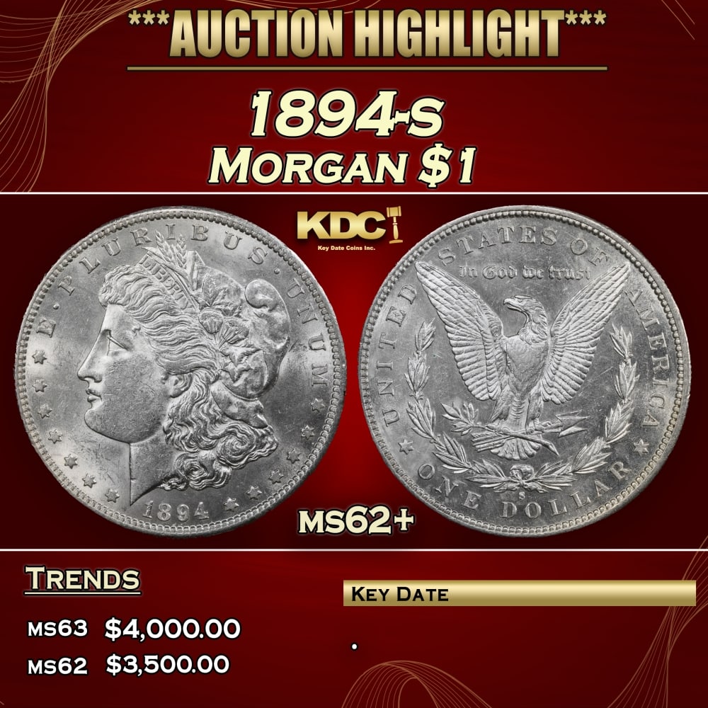 1894-s Morgan Dollar $1 ms62+ USCG (1 of 4)