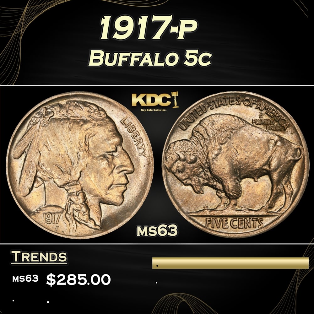 1917-p Buffalo Nickel 5c Grades ms63 (1 of 3)