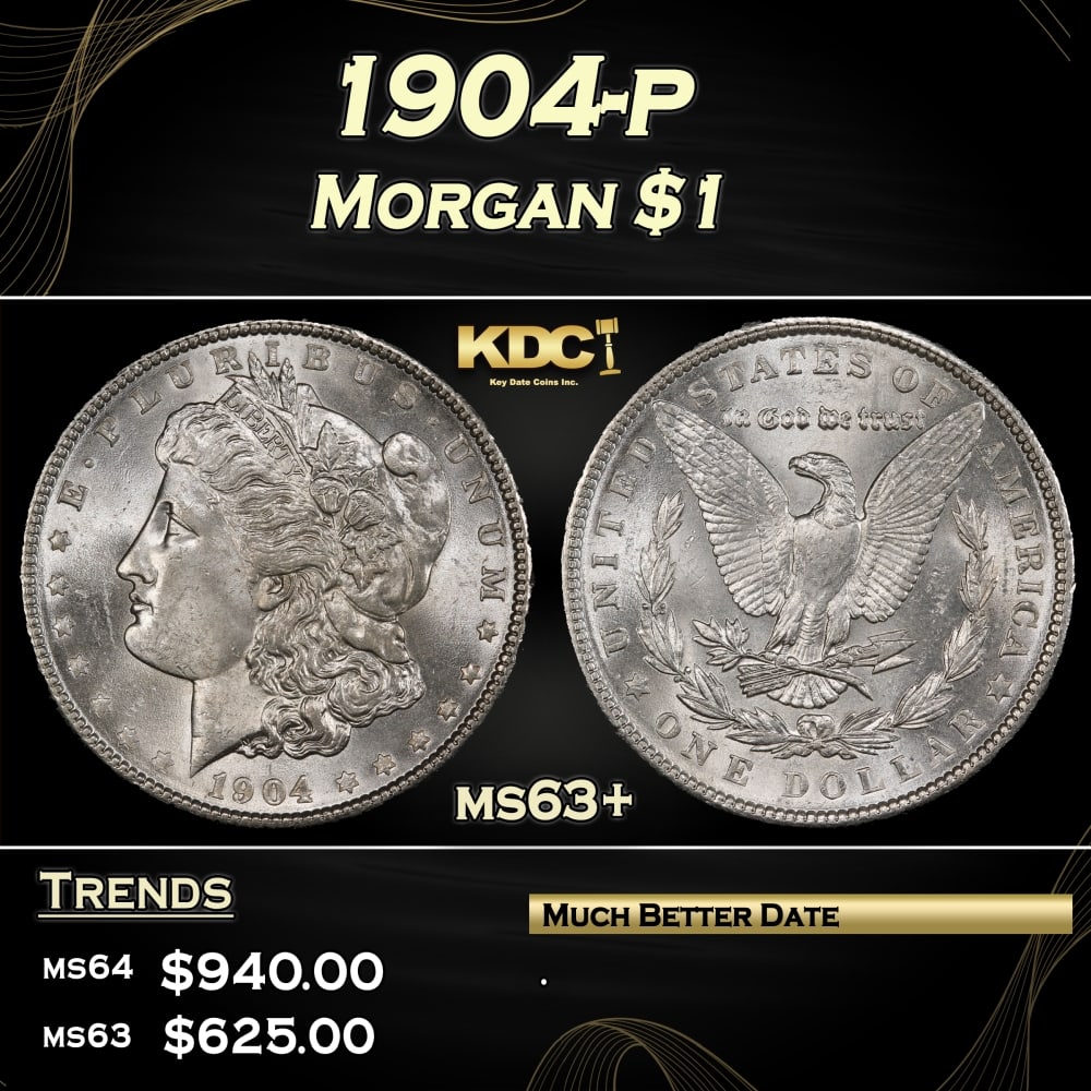 1904-p Morgan Dollar $1 Grades ms63+ (1 of 3)
