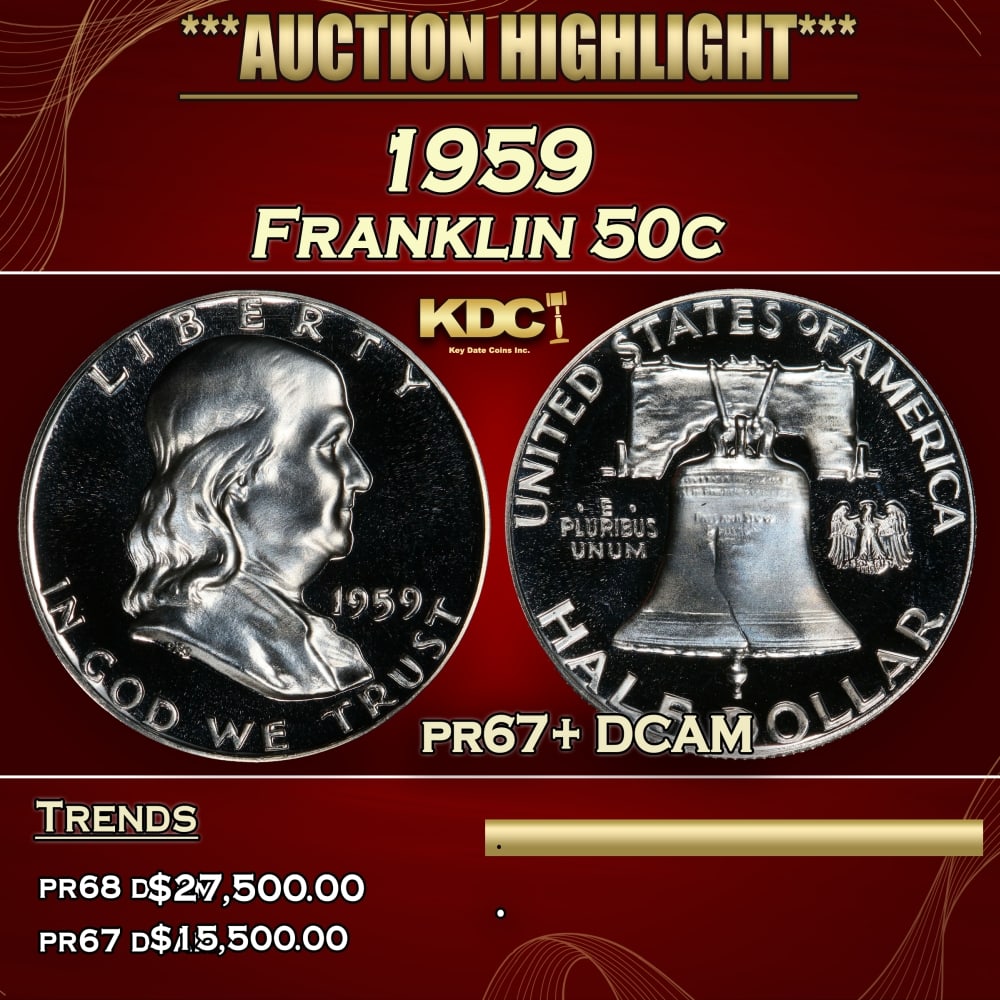 1959 Proof Franklin Half Dollar 50c pr67+ DCAM SEGS (1 of 4)