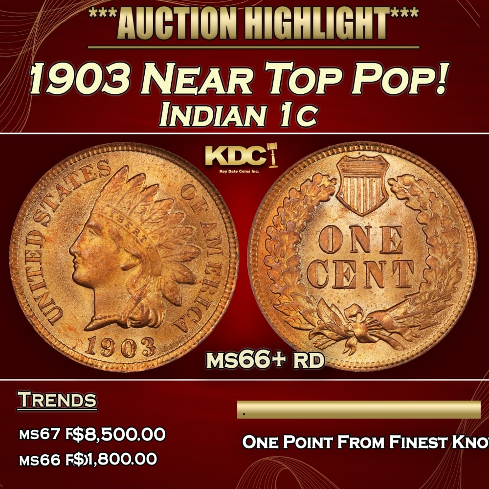 1903 Indian Cent Near Top Pop! 1c ms66+ rd SEGS (1 of 4)