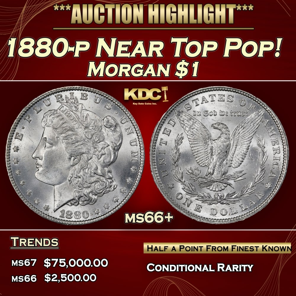 1880-p Morgan Dollar Near Top Pop! $1 ms66+ SEGS (1 of 4)