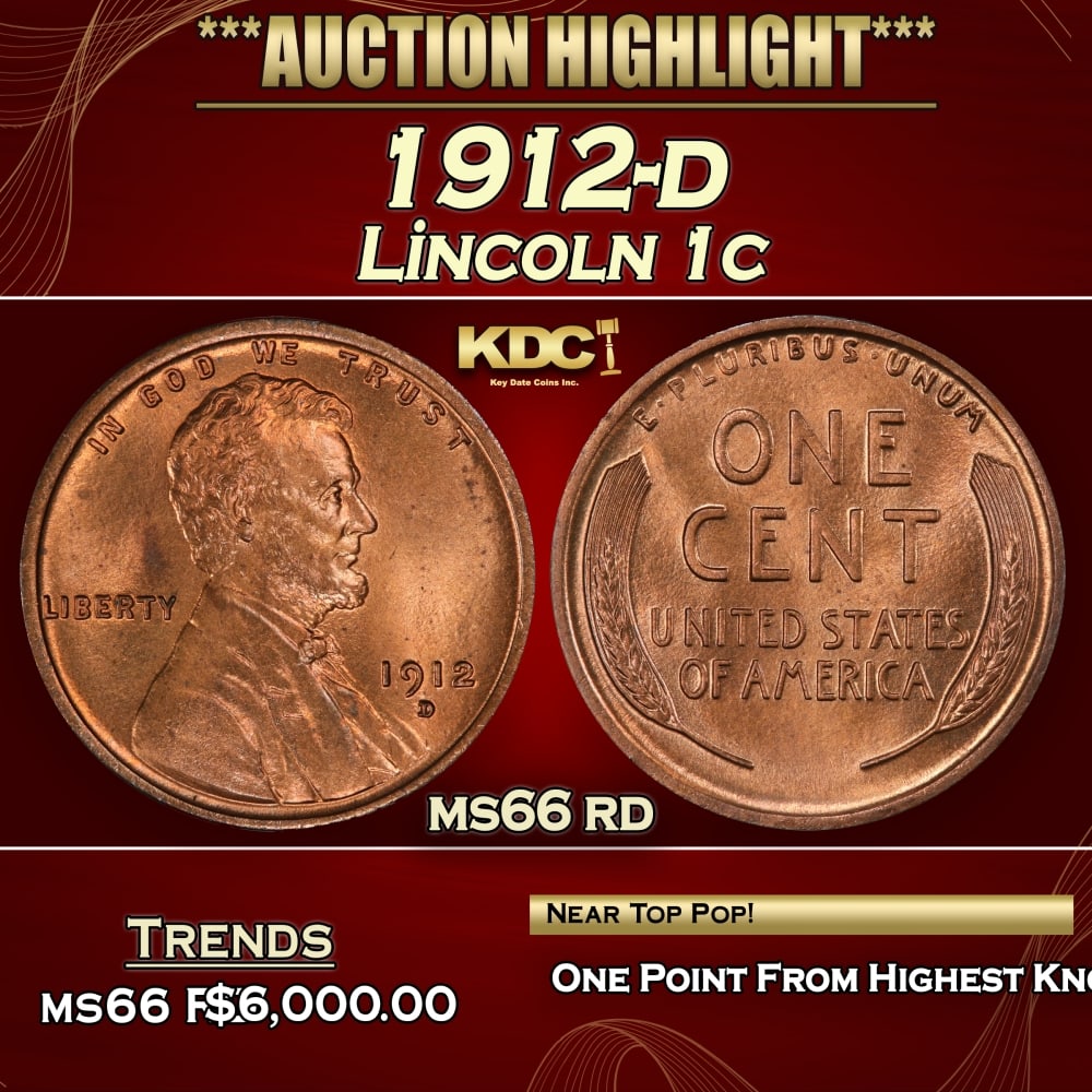 1912-d Lincoln Cent 1c ms66 rd SEGS (1 of 4)