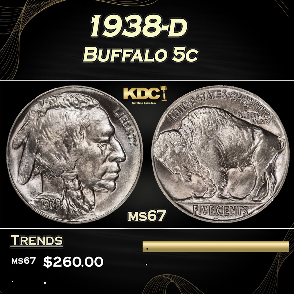 1938-d Buffalo Nickel 5c ms67 SEGS (1 of 4)