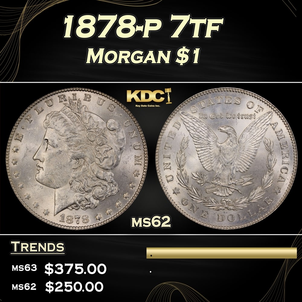 1878-p 7tf Morgan Dollar $1 Grades ms62 (1 of 3)
