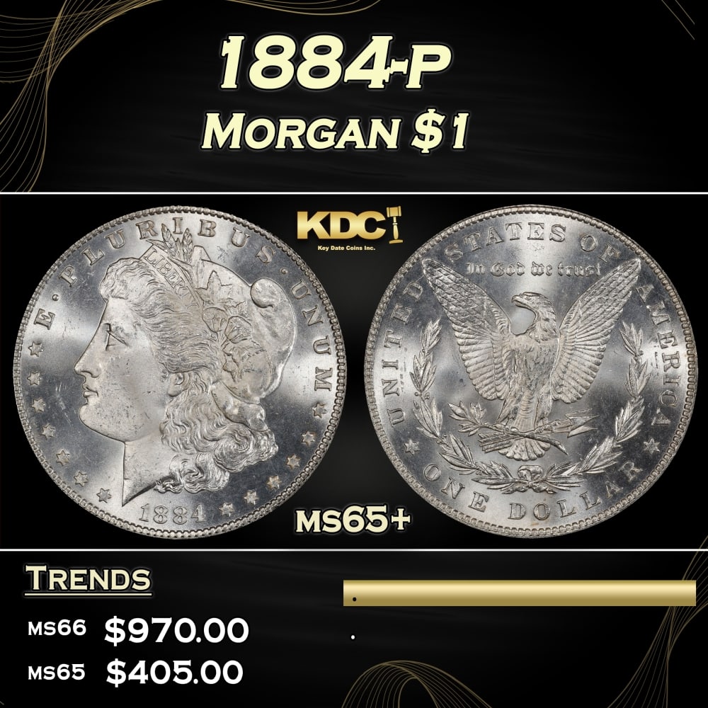 1884-p Morgan Dollar $1 Grades ms65+ (1 of 3)
