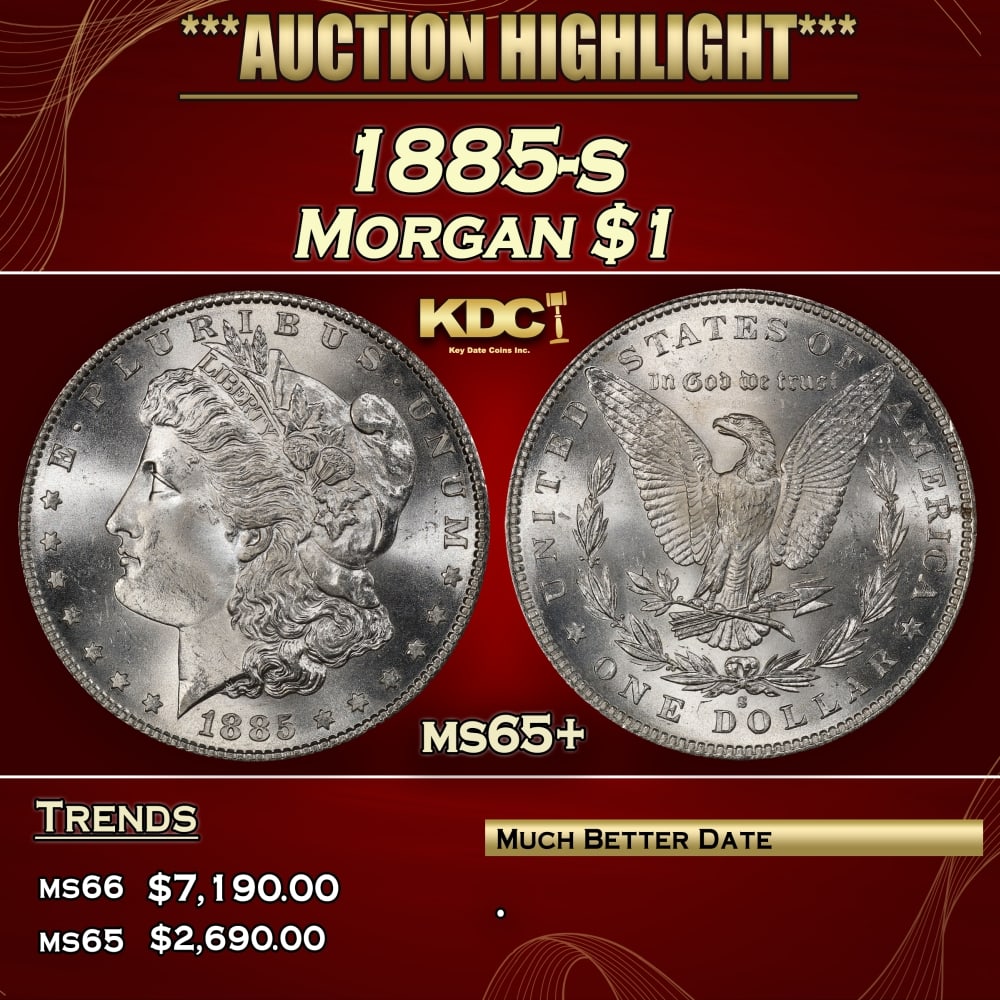 1885-s Morgan Dollar $1 ms65+ SEGS (1 of 4)