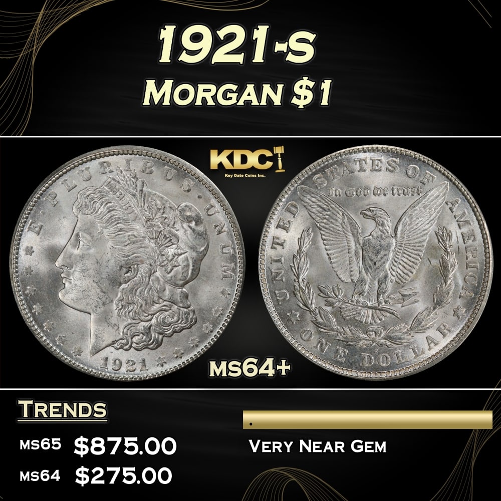 1921-s Morgan Dollar $1 Grades ms64+ (1 of 3)