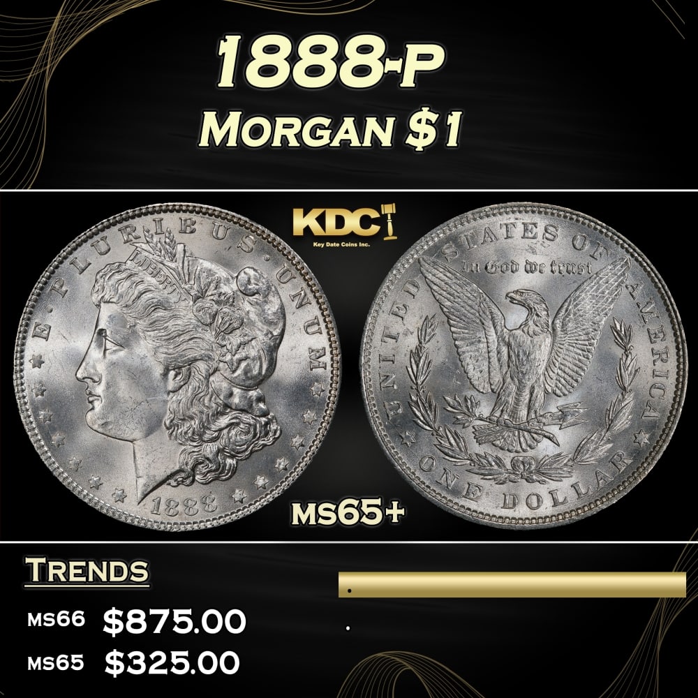 1888-p Morgan Dollar $1 Grades ms65+ (1 of 3)