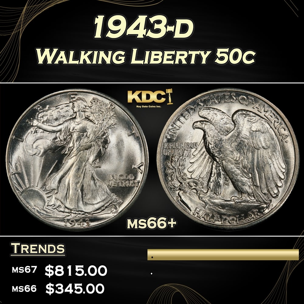 1943-d Walking Liberty Half Dollar 50c ms66+ SEGS (1 of 4)