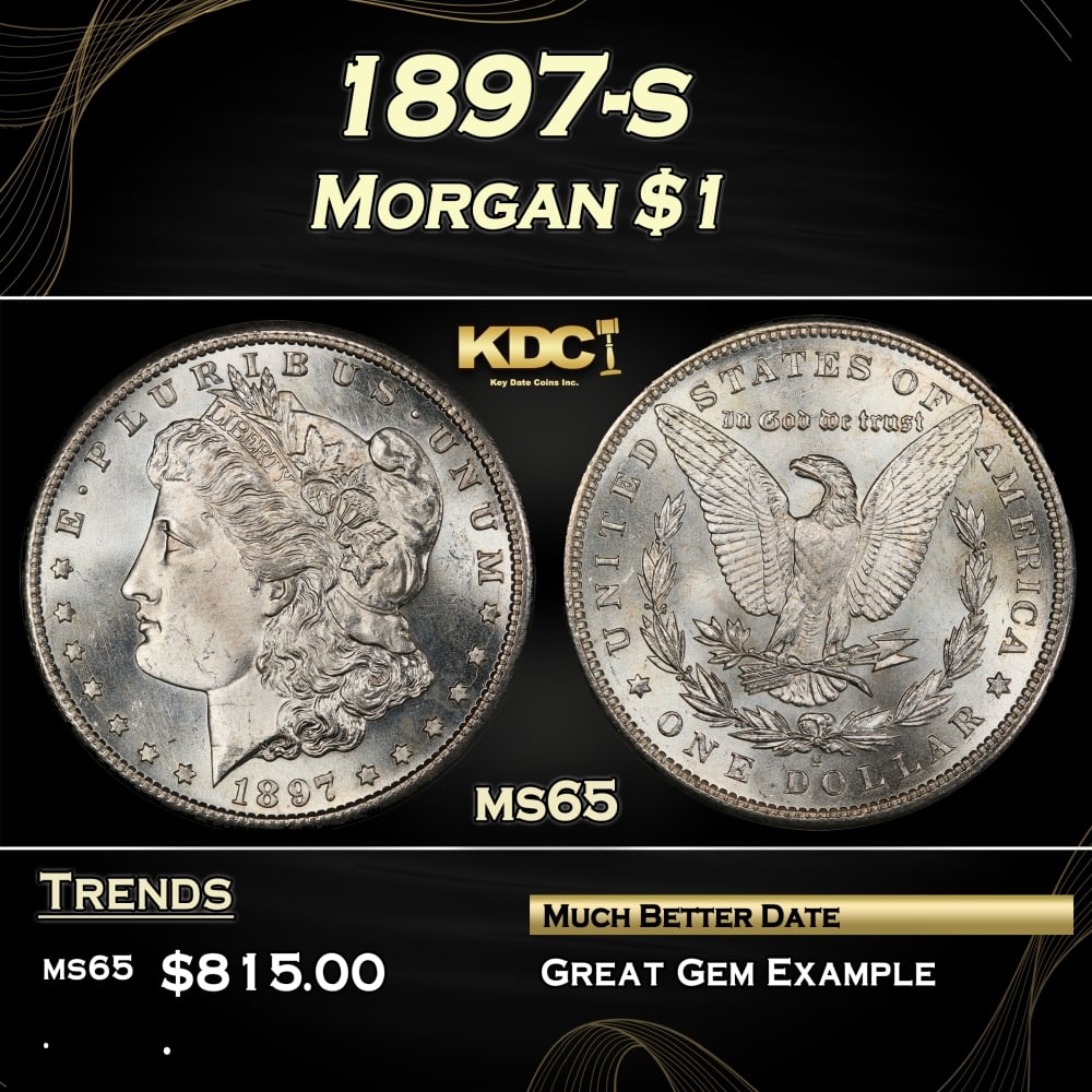1897-s Morgan Dollar $1 Grades ms65 (1 of 3)