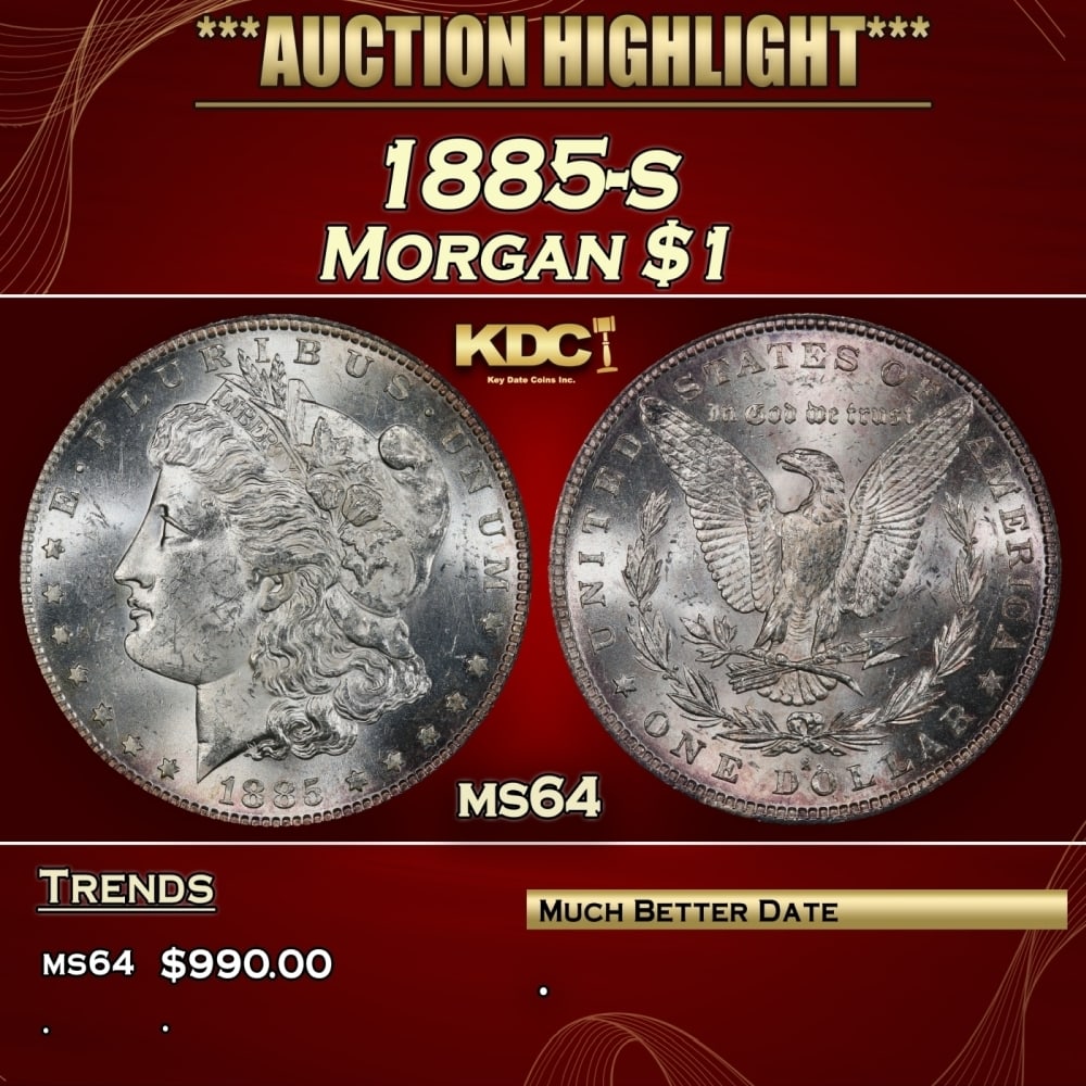 1885-s Morgan Dollar $1 Grades ms64 (1 of 3)